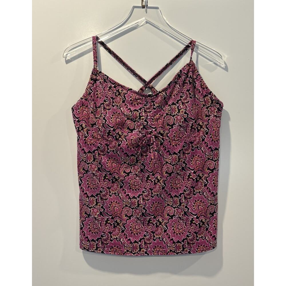 Lands End Floral Tankini Swim Top Underwire Adjustable Straps Womens 18 (275)